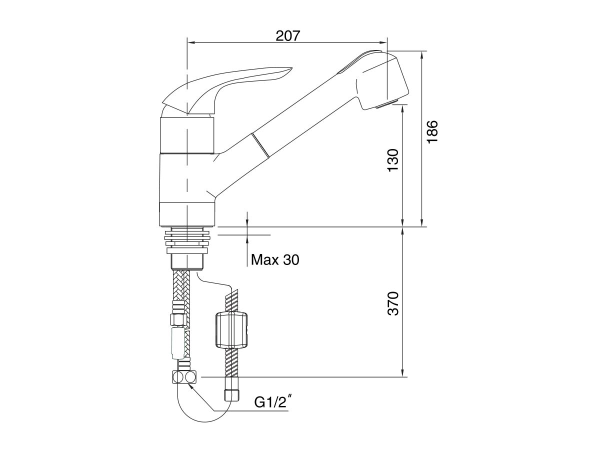 American Standard Studio Saga Sink Mixer Tap with Pull Out Spray - Image 2