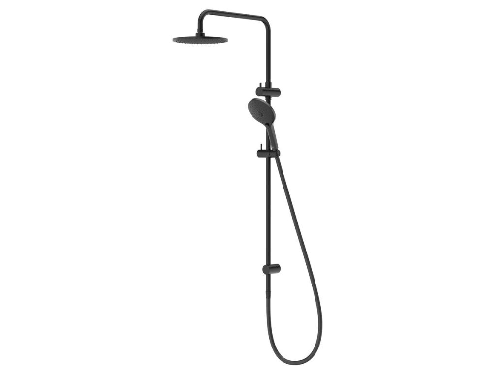 Posh Domaine Twin Rail Shower with Top Rail Water Inlet Matte Black