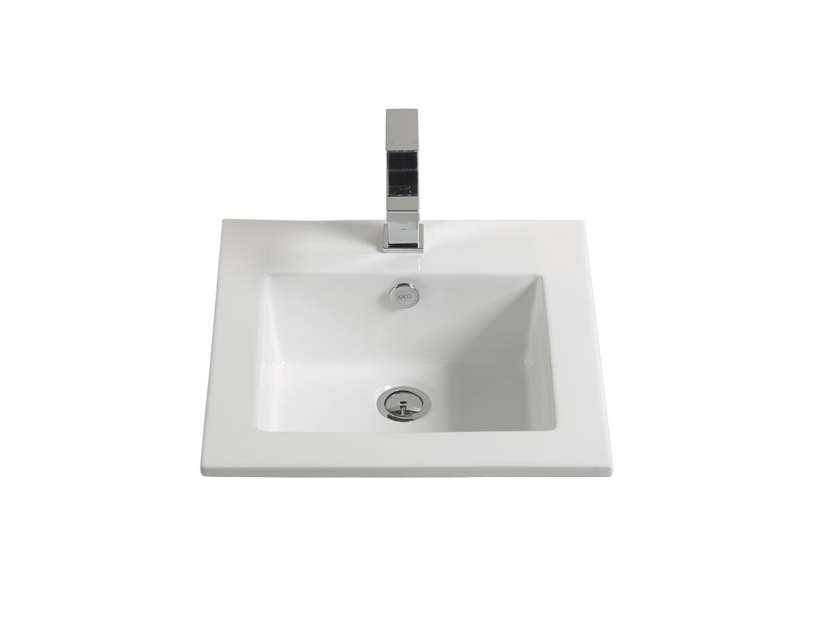 Kado Lux Vanity Basin 1 Tap hole 415mm with Overflow White - Image 2