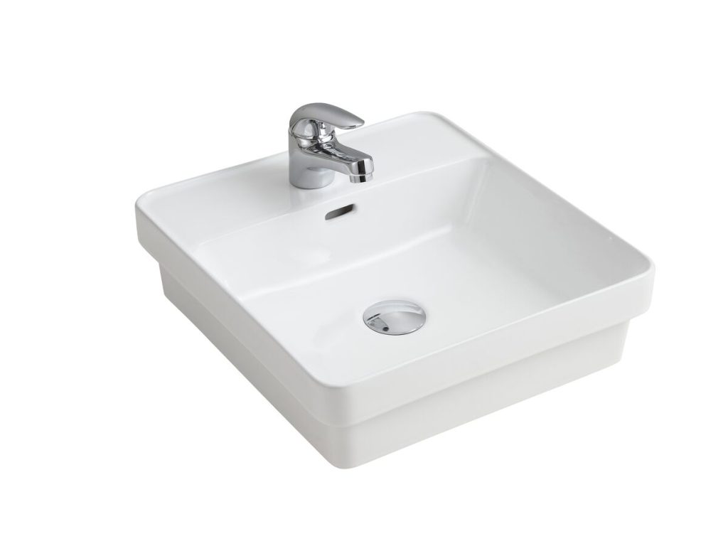 Posh Domaine Semi Inset Overflow Basin 1 Tap hole White