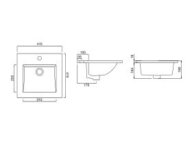 Kado Lux Vanity Basin 1 Tap hole 415mm with Overflow White - Image 3