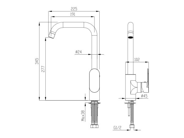 Mizu Soothe Square Gooseneck Sink Mixer Tap Chrome (4 Star) - RYVE ...