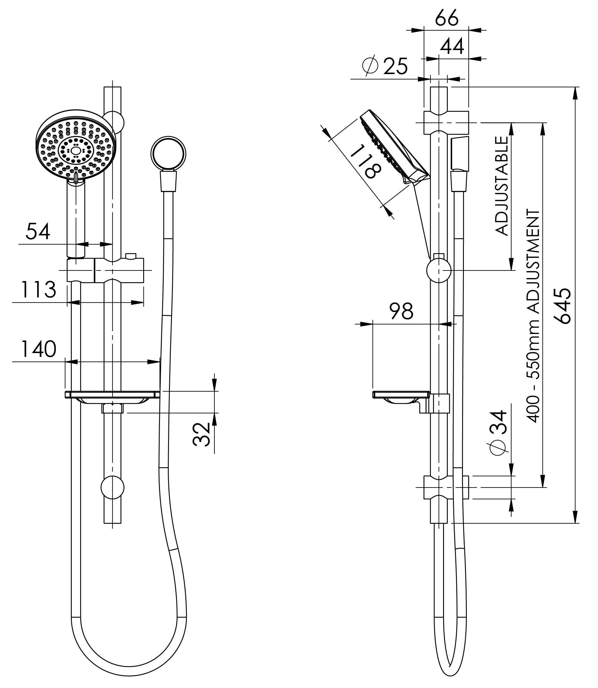 Phoenix Vivid Rail Shower - Chrome - Image 2