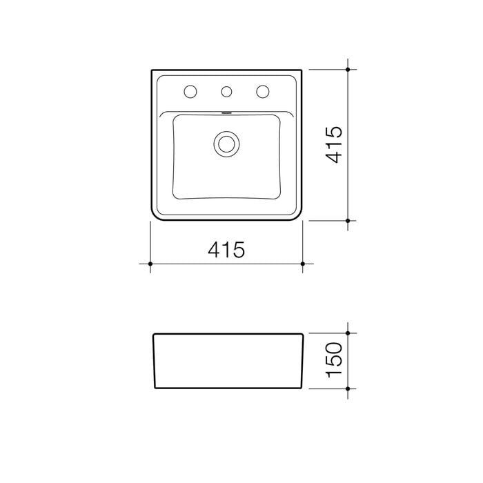 Caroma Carboni II Wall 1 Taphole Basin Dimensions